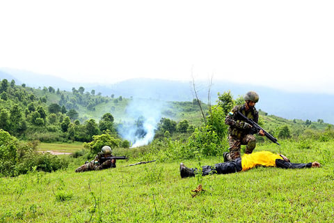 Indian Army troops in joint training exercise